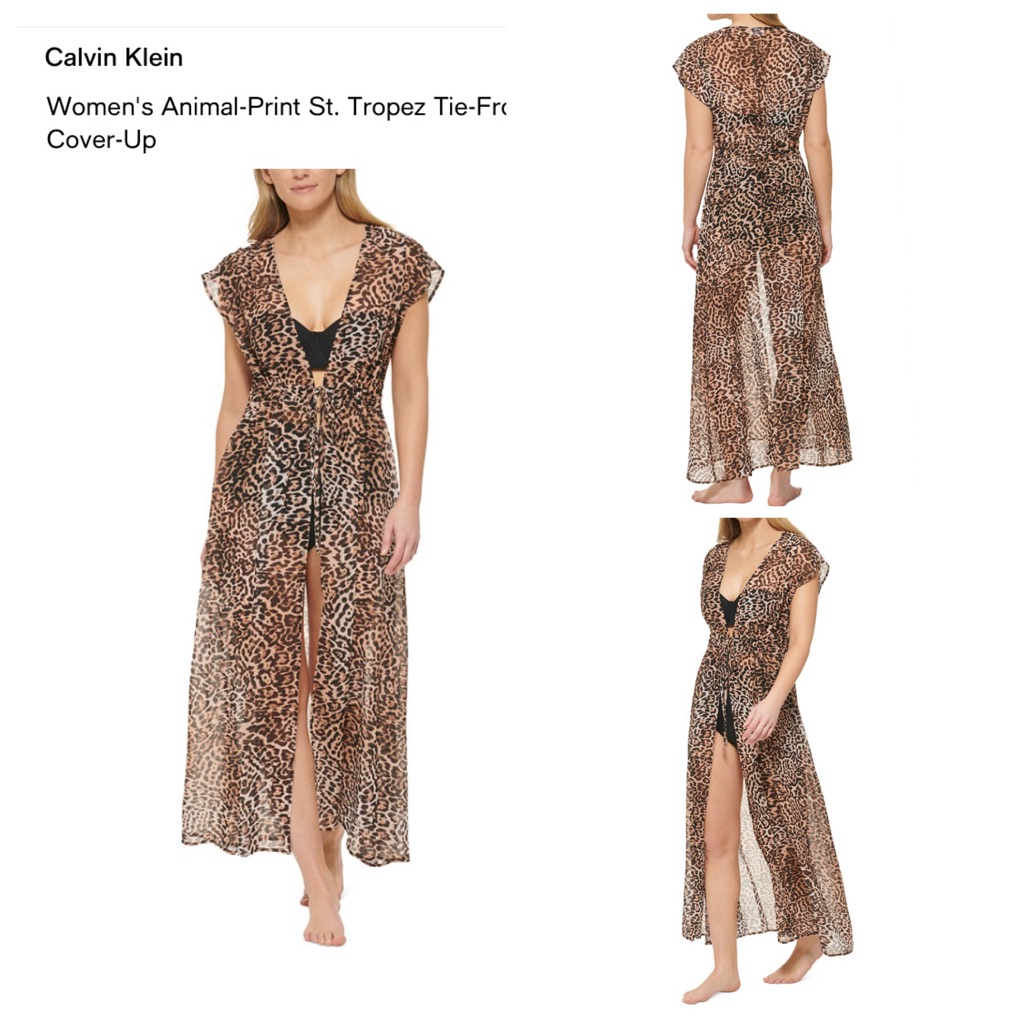 Nwt Calvin Klein Leopard Print Swim Cover-Up Size Large